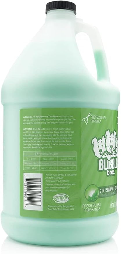 2 in 1 Dog Shampoo and Conditioner for Pets, Gallon - Naturally Derived Ingredients, Eliminates Smelly Pet Odors, Moisturizes and Nourishes, Cleans and Conditions, Bulk Refill Size 128 oz