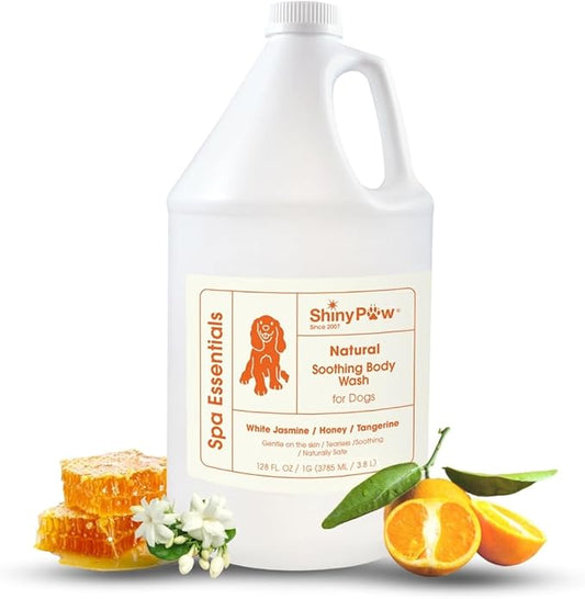 Jasmine & Honey Spa Body Wash for Dogs by Shiny Paw 128 oz | Dog Itchy Skin Relief & Aging Coat | Hypoallergenic Dog Shampoo for Smelly Dogs | Made in USA