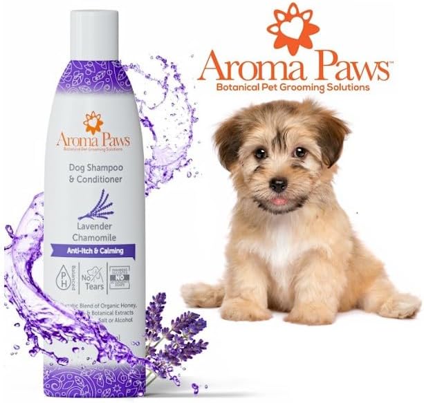 Dog Shampoo and Conditioner - Aromatic Tearless Shampoo for Cleansing, Grooming, and Conditioning - Moisturizing Shampoo for Dogs and Puppies - Lavender Chamomile 13.5 oz