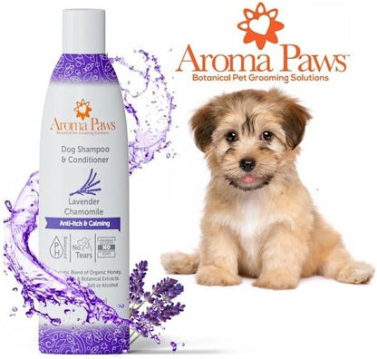 Dog Shampoo and Conditioner - Aromatic Tearless Shampoo for Cleansing, Grooming, and Conditioning - Moisturizing Shampoo for Dogs and Puppies - Lavender Chamomile 13.5 oz