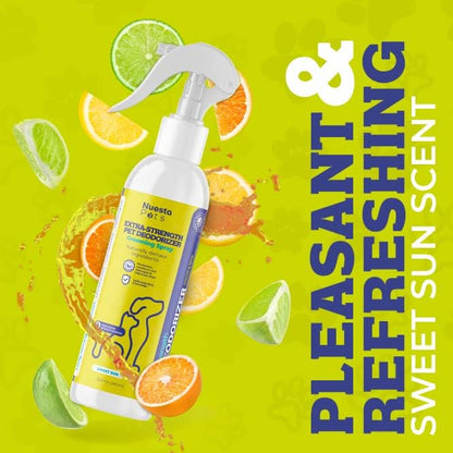 Pets Extra Strength Pet Deodorant & Odor Neutralizer | Naturally Derived Quick-Drying Deodorizer Spray for Dogs | Safe on Carpets & Furniture | Pet-Safe & Hypoallergenic | Sweet Sun Scent