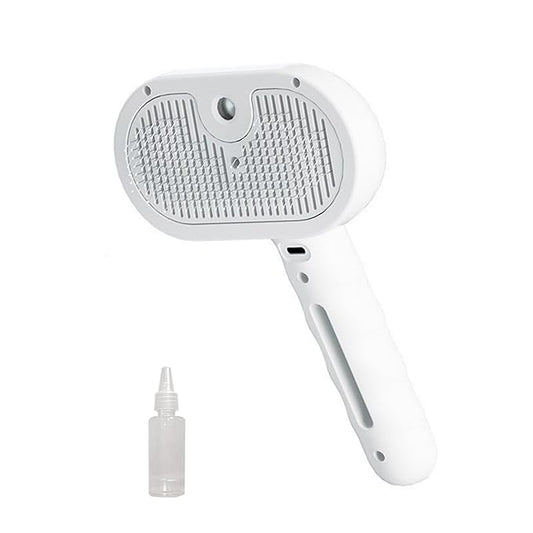 3 - in - 1 Pet Steam Brush for Cats & Dogs - Suitable for All Hair Types! One - Click Spray; Comfortable Massage; Superior Deshedding & Skin Care; Quiet Operation at 36dB (White)