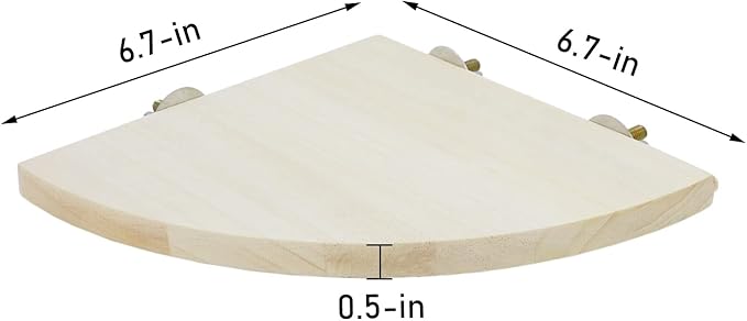 Wontee Bird Perch Stand 2 Pack Wooden Platform Corner Ledge for Budgies Cockatiels Conures African Greys Rats Gerbils Chinchillas Squirrels (M (6.7"x6.7")