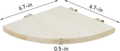 Wontee Bird Perch Stand 2 Pack Wooden Platform Corner Ledge for Budgies Cockatiels Conures African Greys Rats Gerbils Chinchillas Squirrels (M (6.7"x6.7")