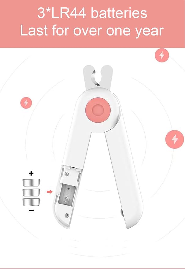 Dogs Nail Clipper Trimmer with LED light Grooming Tools for Pets 1#pink