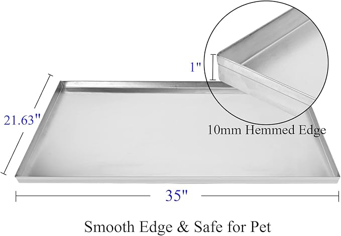35x21.63x1 Replacement Tray for Dog Crate, Stainless Steel, Chew-Proof and Crack-Proof Dog Kennel Tray Replacement