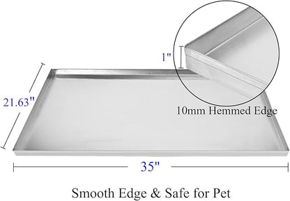 35x21.63x1 Replacement Tray for Dog Crate, Stainless Steel, Chew-Proof and Crack-Proof Dog Kennel Tray Replacement