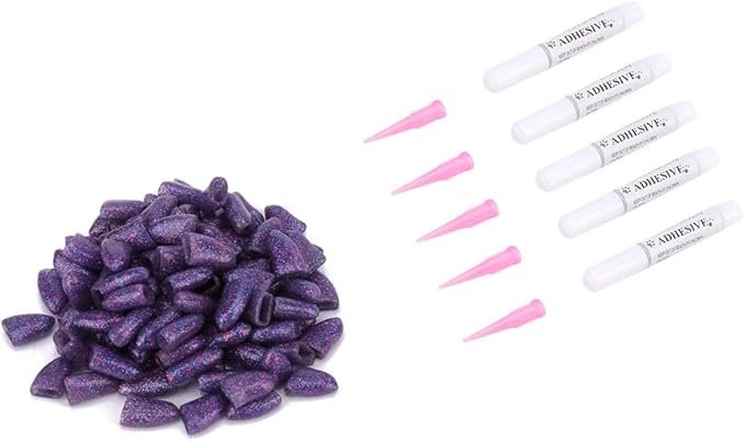 100PCS Dog Nail Caps, Pet Dog Soft Claws Nail Cover Dog Claws Glue Applicators Nail Cover for Cat Claws(L-purple)