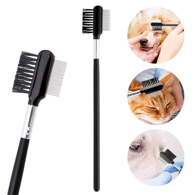 7 Pieces Dog Combs Kit, FAURAPMNG Stainless Steel Dog Cat Flea Lice Comb with Rounded Teeth, Pet Tear Stain Remover Comb, Professional Pet Grooming Tool for Small, Medium & Large Pets