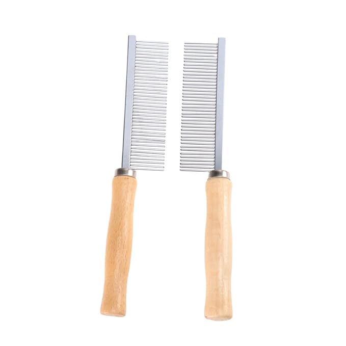 3sets Pets Dog Comb for Grooming Pet Comb Wood Handle Stainless Steel Pins Comfortable Grooming Tool 2pcs*3