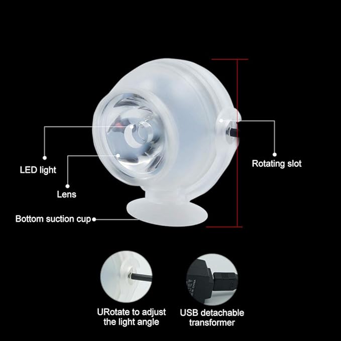 GLOGLOW Aquarium LED Light, Submersible Color Changing Fish Tank Light USB Night Spot Lamp for Freshwater Saltwater Tanks Reef Betta Fish Decoration(Red)