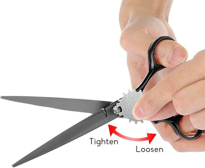 7.0" Dog Scissors Pet Grooming Kit Round-tip Safety Scissors Fishbone Teeth Shears with Forceps Hairdressing Hair Styling Tool Gift Set 5 Pieces (Black)