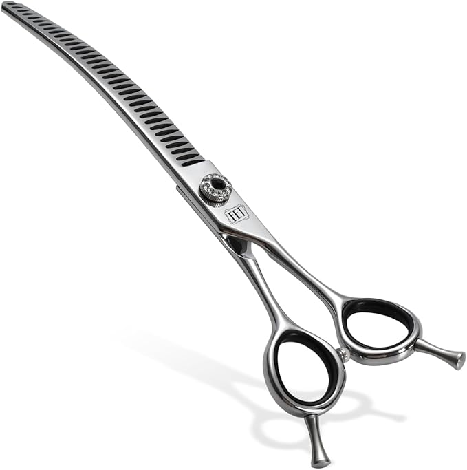 Dog Grooming Scissors: 7.5 inch Pet Curved Chunker Shears Made Of Japanese 440C Advanced Stainless Steel Professional Grooming Scissors for Dogs Cats and Other Pets