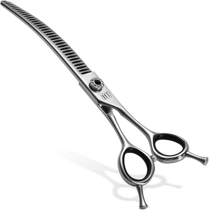 Dog Grooming Scissors: 7.5 inch Pet Curved Chunker Shears Made Of Japanese 440C Advanced Stainless Steel Professional Grooming Scissors for Dogs Cats and Other Pets