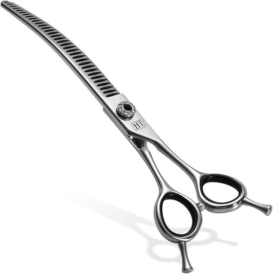 Dog Grooming Scissors: 7.5 inch Pet Curved Chunker Shears Made Of Japanese 440C Advanced Stainless Steel Professional Grooming Scissors for Dogs Cats and Other Pets