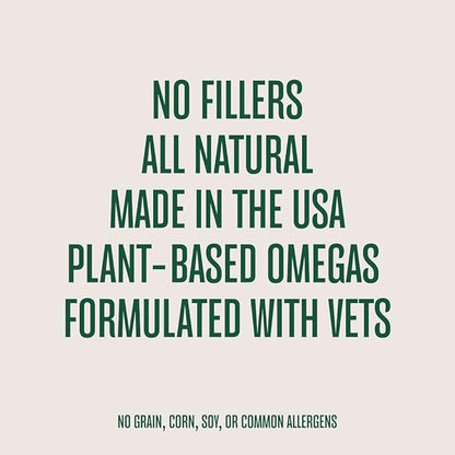 WagWell Ahiflower Omega Oil Dog Chews - Vet-Formulated Skin, Coat, Hip and Joint - Plant-Based Omega 3, 6 and 9 Supplement - Natural Chicken-Flavored Dog Omega Oil Bites, 60 Soft Chews