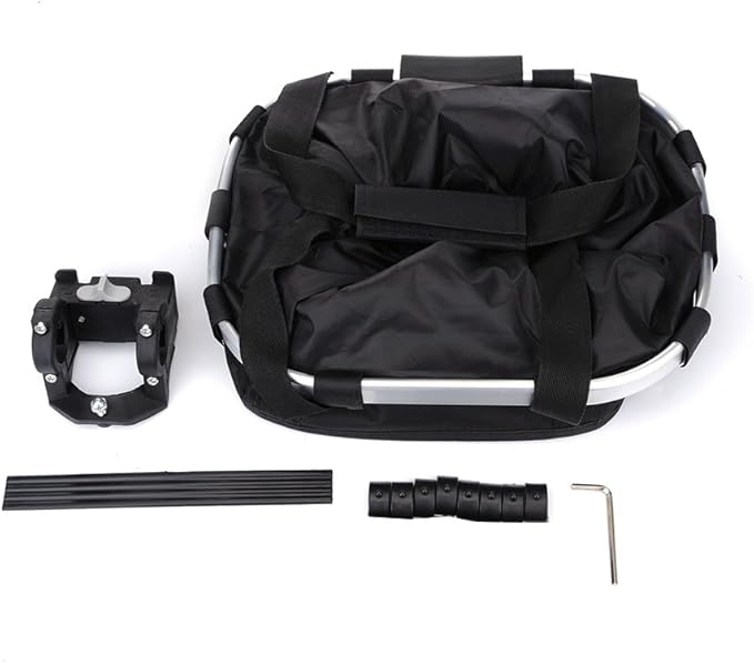 Pet Dog Bike Basket & Carrier Bag- Foldable Detachable Pet Travel Bicycle Basket - Small Animal Dog Cat Rabbit Bike Ride Basket Carrier (Black)