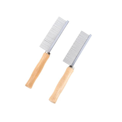 3sets Pets Dog Comb for Grooming Pet Comb Wood Handle Stainless Steel Pins Comfortable Grooming Tool 2pcs*3