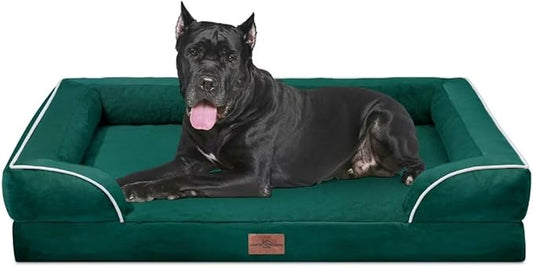 Orthopedic Dog Bed Waterproof, XXL Dog Beds for Oversized Dogs, Washable Dog Sofa Bed with Removable Cover & Non-Slip Bottom(XX-Large,Emerald)