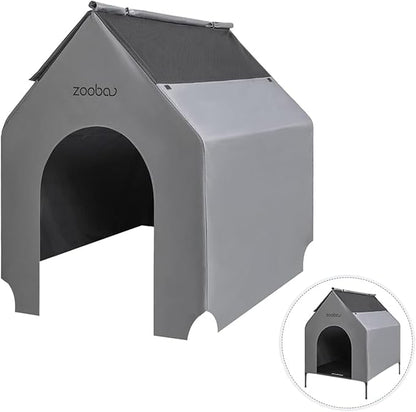 29 Durable Dog House Cover - Waterproof & UV-Resistant 600D Oxford Fabric Canopy for Outdoor Kennels - Cover Only, Fits 36"x30"x44" Houses - Protective Large Breed Shelter Top - Cool Grey
