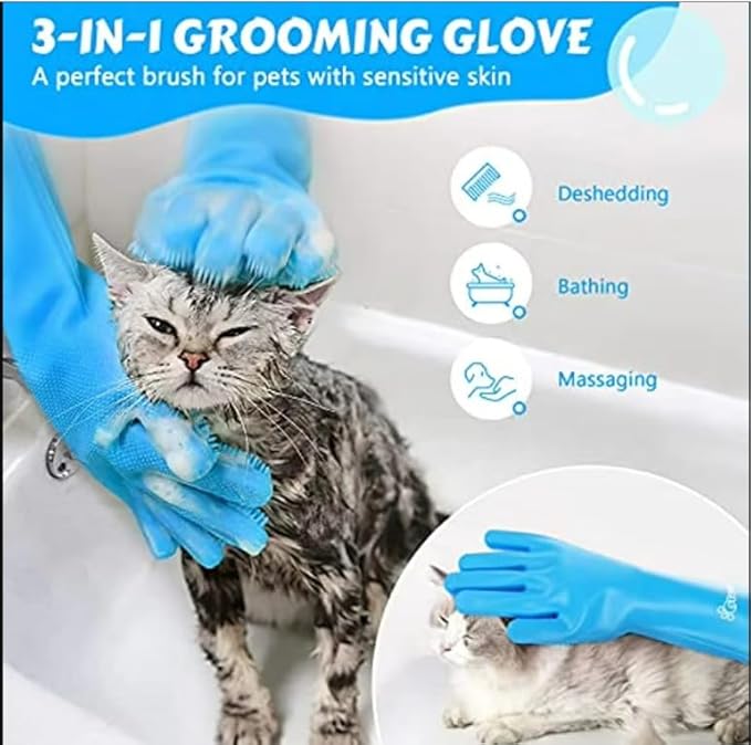 2pcs Dog Washing Gloves and Dog Bath Brush, 2-in-1 pet Shower Set | Suitable for Dogs, Cats, Bath Massage, and pet Grooming
