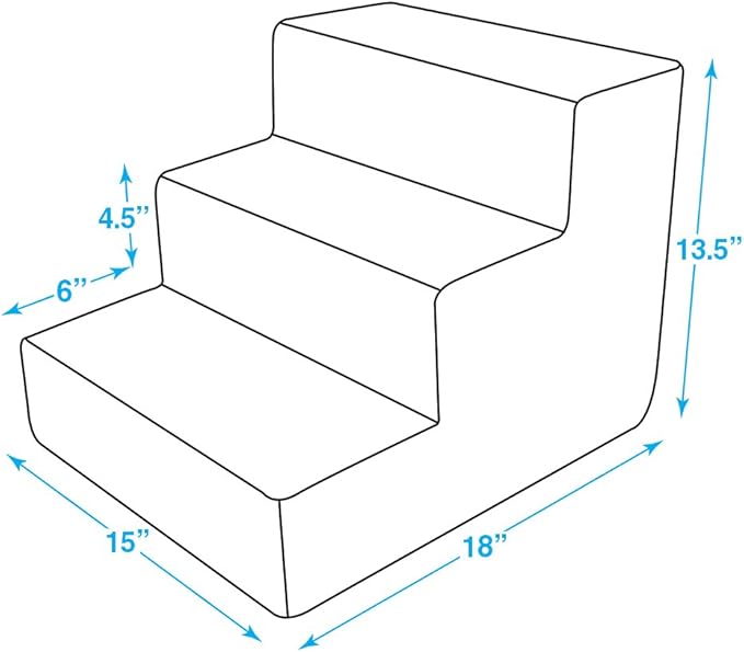 Best Pet Supplies Dog Stairs for Small Dogs & Cats, Foam Pet Steps Portable Ramp for Couch Sofa and High Bed Non-Slip Balanced Indoor Step Support, Paw Safe No Assembly - Pale Teal, 3-Step