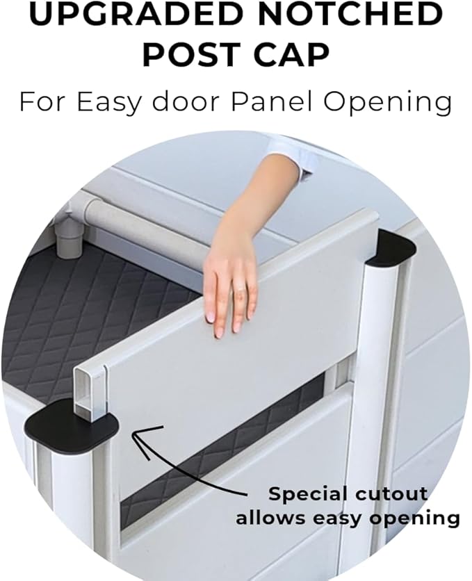 Whelping Box & Puppy Playpen – Upgraded Reinforced Design with Easy-Open Door, Pig Rails, Waterproof Pee Pad & Oxford Floor Liner – Indoor/Outdoor, Easy to Clean (White, Premium 36" x 36" x 18")