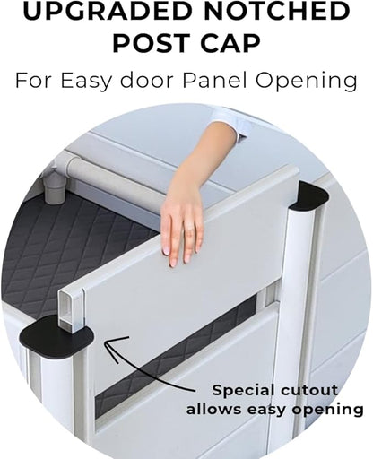 Whelping Box & Puppy Playpen – Upgraded Reinforced Design with Easy-Open Door, Pig Rails, Waterproof Pee Pad & Oxford Floor Liner – Indoor/Outdoor, Easy to Clean (White, Premium 36" x 36" x 18")