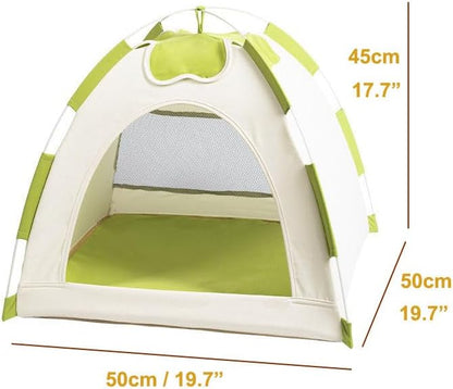 Cute Cat Teepee Cave, Cat Tent Foldable Indoor Outdoor with Thick Mat,Puppy Bed Tent,Bunny Pet Tent Teepee,Portable Dog House Teepee Tent, Cat Bed,Dog Bed Tent,Puppy Bunny,Pet Tent Teepee (T, M)