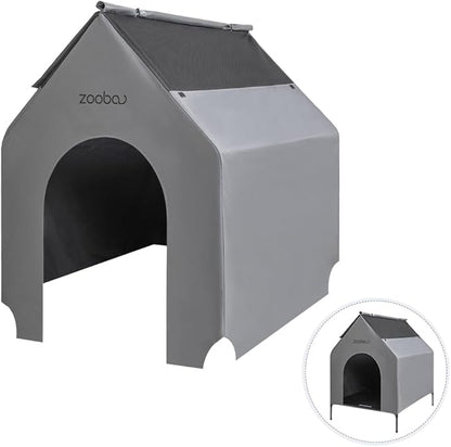 36 Durable Dog House Cover - Waterproof & UV-Resistant 600D Oxford Fabric Canopy for Outdoor Kennels - Cover Only, Fits 36"x30"x44" Houses - Protective Large Breed Shelter Top - Cool Grey