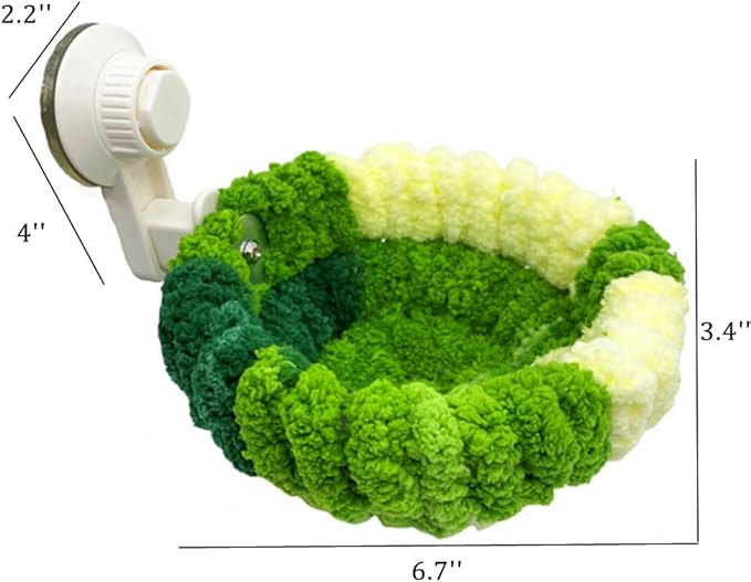 Portable Suction Cup Bird Perch Nest for Travel Car Window Glass, Warm Bird Sleeping hut Snuggle Bed for cage (Green Combo, L)