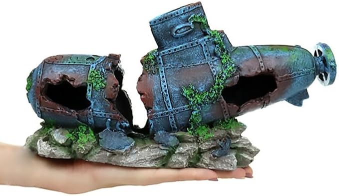 Aquarium Décor Thematic Ornaments - Submarine Fish Tank Decorations for Betta Hideout Caves