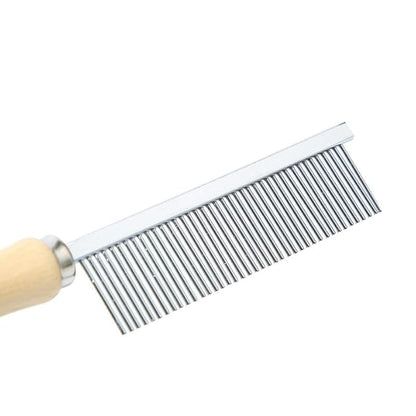 Silver Dog and Cat Combs For Grooming Long Haired Cats and Dogs - Pet Dog Cat Comb Stainless Steel Pin Teeth Wooden Handle Grooming Fur Hair Brush - Comb Removes and Prevents Matted Furï¼_rooming