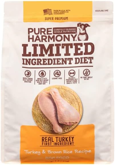 Pure Harmony Dog Food Super Premium Turkey & Brown Rice Recipe Limited Ingredient Diet, 64 Ounce