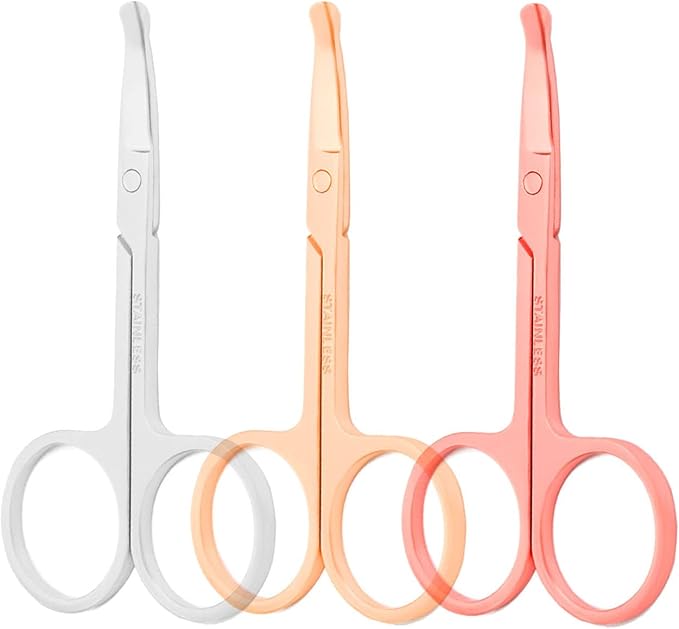 3.5 Inch Silent Pet Grooming Tiny Safety Scissors for Cats & Dogs - Quiet Alternative to Electric Clippers for Sensitive Pets (Silver/Golden/Rose Gold-Curved)