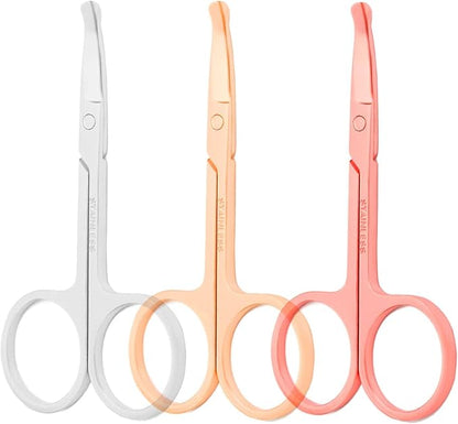 3.5 Inch Silent Pet Grooming Tiny Safety Scissors for Cats & Dogs - Quiet Alternative to Electric Clippers for Sensitive Pets (Silver/Golden/Rose Gold-Curved)