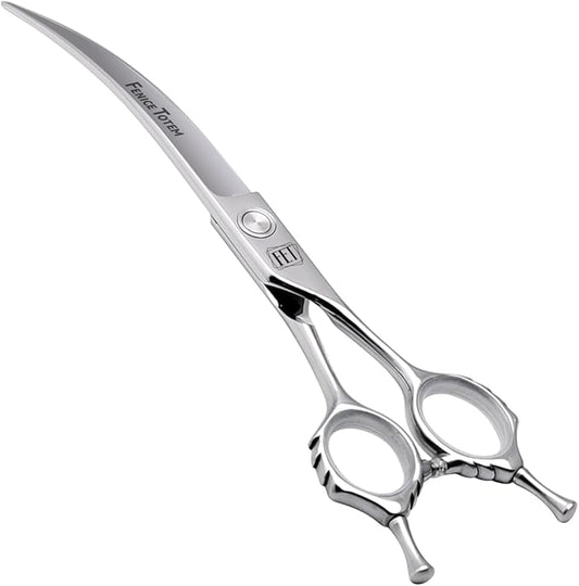 Dog Grooming Scissors: 7.5 inch Pet Curved Shears Made Of Japanese VG10 Advanced Stainless Steel Professional Grooming Scissors for Dogs Cats and Other Pets