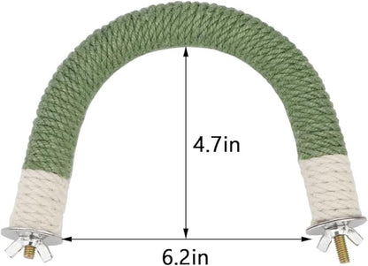 Hypeety Bird Perches Parrot U Shape Natural Wood Hemp Rope Stand Perch Bird Stick Paw Grinding Perch Birdcage Accessories Perch Standing Toy for Budgies Parakeet Cockatiel Conures