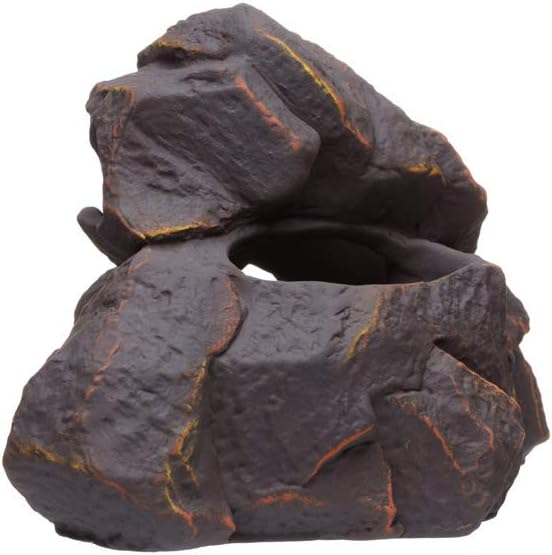 Plecoceramics Aquarium Ceramic Decorations Cave Betta Stone Decor - Aquarium Fish Tank Hideway Decor for breeding Cichlids Plecos Betta Toys Hideout (Magma Rock)