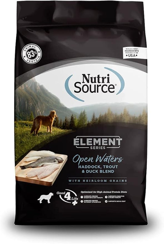NutriSource Element Series Open Waters Dry Dog Food, Haddock, Trout and Duck, 24LB