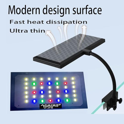 Mini Clip-On Aquarium Light 8W Full Spectrum LED Fish Nano Tank Light with Timer & Dimmer and 3 Lighting Modes for Freshwater Plants & Tropical Fish Ideal for 5-16 Inch Tanks (1-5 Gallons)