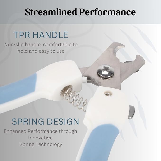 Pet Nail Clippers and Trimmers: Ensuring Safety with Guard, Includes Nail File and Sharp Blade - Ideal Grooming Tool for Cats and Dogs - Dog Nail Clippers, Cat Nail Trimmer, white & Blue