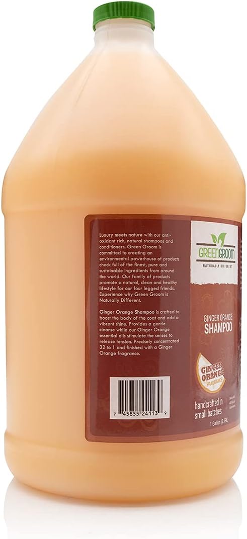 Green Groom Ginger Orange Aromatherapy Dog Shampoo, 1 Gallon | All Natural Ingredients, Ginger Orange Essential Oils, Adds Vibrant Shine, Calming and Relieves Tension