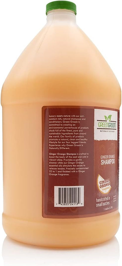 Green Groom Ginger Orange Aromatherapy Dog Shampoo, 1 Gallon | All Natural Ingredients, Ginger Orange Essential Oils, Adds Vibrant Shine, Calming and Relieves Tension