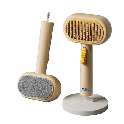 Self-Cleaning Slicker Brush for Dogs & Cats  Effective Pet Grooming & Deshedding Tool, Gentle & Skin-Safe, Ideal Dog Brush for Small, Medium & Large Breeds (Yellow)