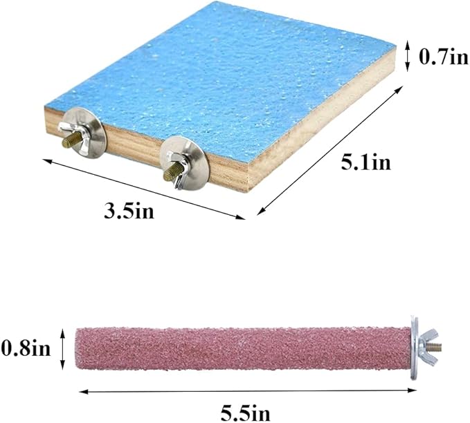 Hamiledyi 5 Pcs Parrot Perch Stand Natural Wood Bird Perch Stand Platform Paw Grinding Sticks Cage Accessories Exercise Toys for Budgies Parakeets Cockatiels Conures Lovebirds