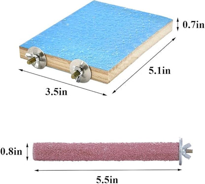 Hamiledyi 5 Pcs Parrot Perch Stand Natural Wood Bird Perch Stand Platform Paw Grinding Sticks Cage Accessories Exercise Toys for Budgies Parakeets Cockatiels Conures Lovebirds