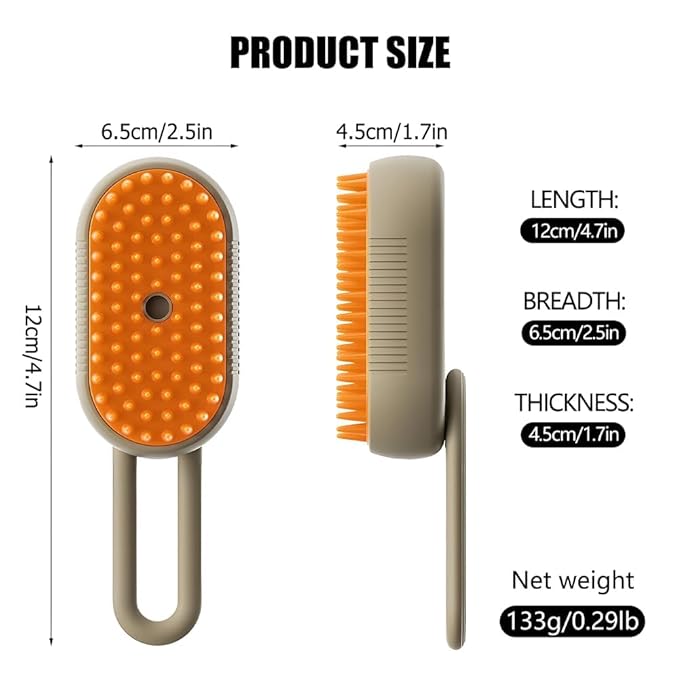 Nidouillet Steamy Cat Brush, 3 in 1 Multifunctional Cat Steamy Brush, Steam Cat Hair Brush for Massage, Electric Steamy Dog Brush,Pet Steam Brush for Removing Tangled And Loose Hair (coffee)