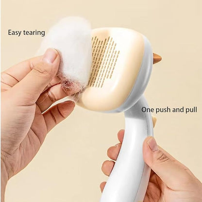 Pet brush comb.Pet button hair removal comb.Wool comber.Cat and Dog Brush for Shedding.Self-cleaning cat and dog hair brush.Cat and Dog hair brushes with release buttons. (Yellow and White)