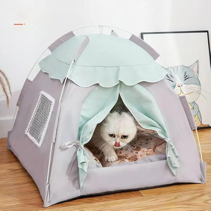 Cute Cat Teepee Cave, Cat Tent Foldable Indoor Outdoor with Thick Mat,Puppy Bed Tent,Bunny Pet Tent Teepee,Portable Dog House Teepee Tent, Cat Bed,Dog Bed Tent,Puppy Bunny,Pet Tent Teepee (W, XL)